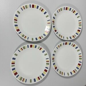 Corelle Memphis Dinner Plates 10.25" Set of 4 Retro Modern Corning USA